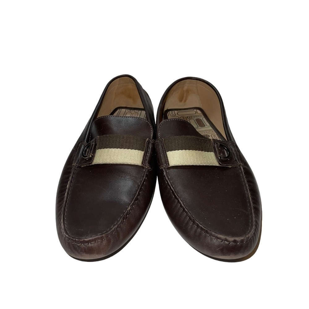 Coach Bally Lather Drivers Loafers Brown Men Size 12 - Picture 6 of 10